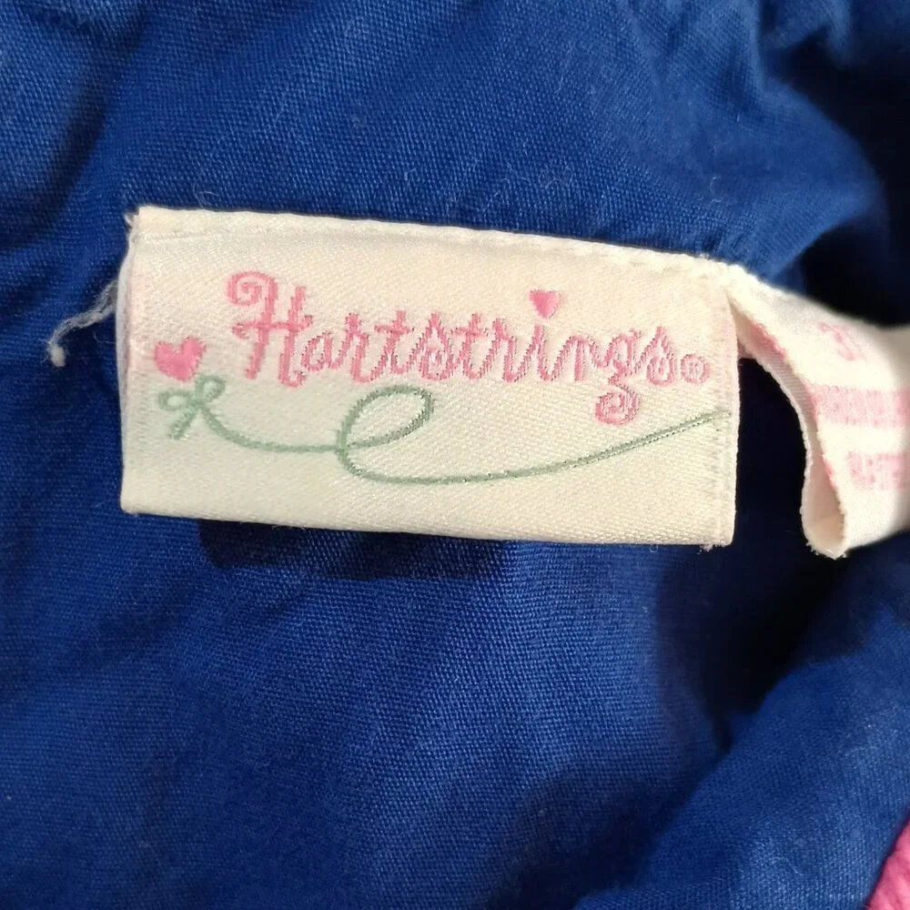Girl's Vintage Blue Corduroy Dress 3T Pink Embroidered Turtle Girls Jumper